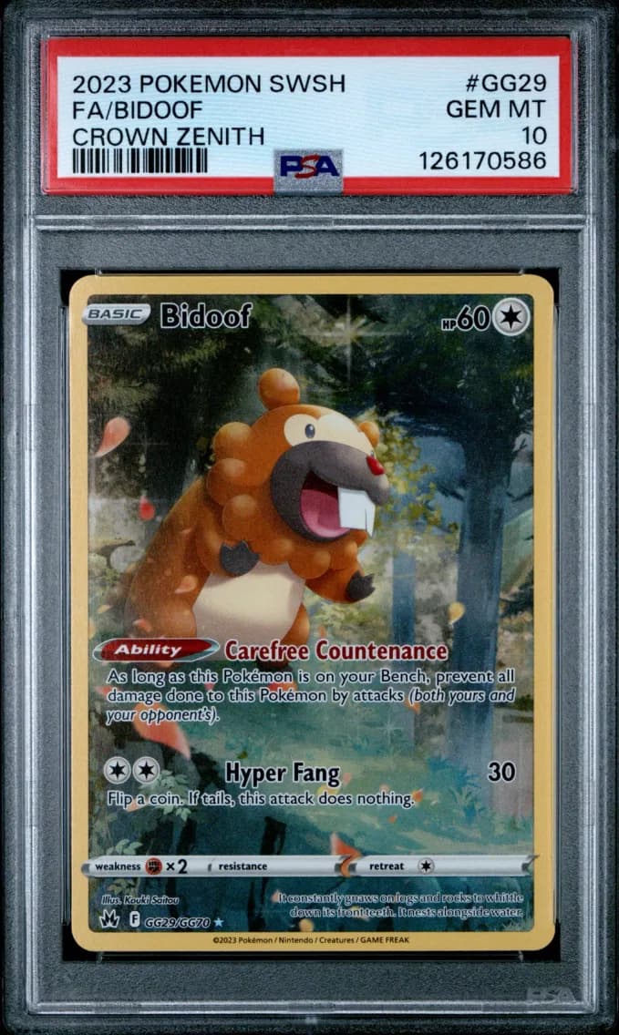 Bidoof, Sword and Shield Crown Zenith, PSA 10