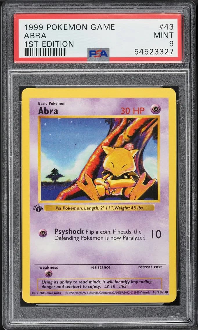 Abra 1st Edition, Game, PSA 9