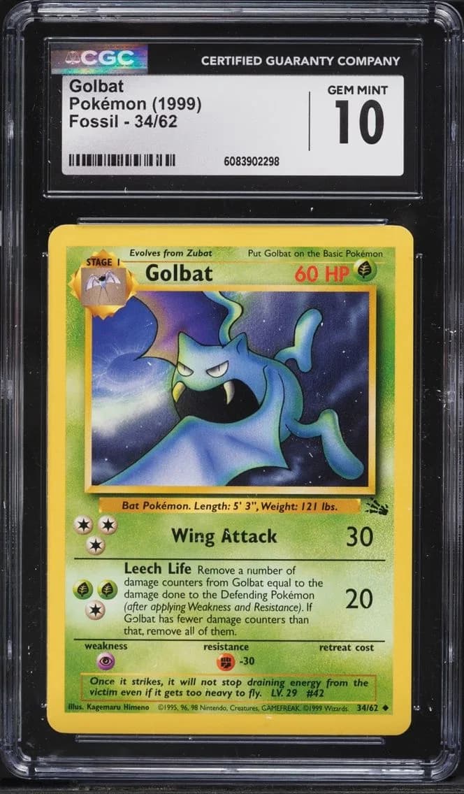 Fossil Golbat, Fossil - Unlimited, CGC 10