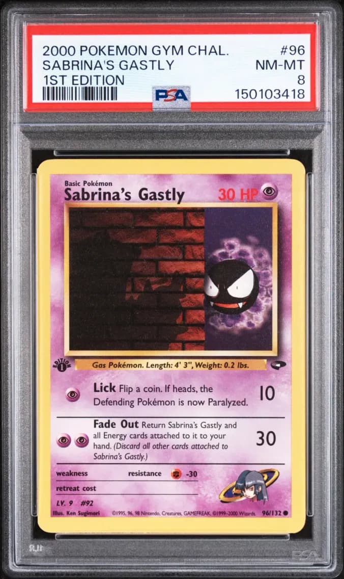 Sabrina's Gastly 1st Edition, Gym Challenge, PSA 8