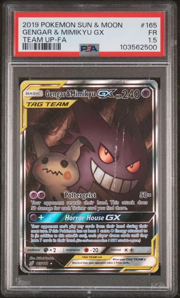 Gengar & Mimikyu GX, Sun & Moon Team Up, PSA 5