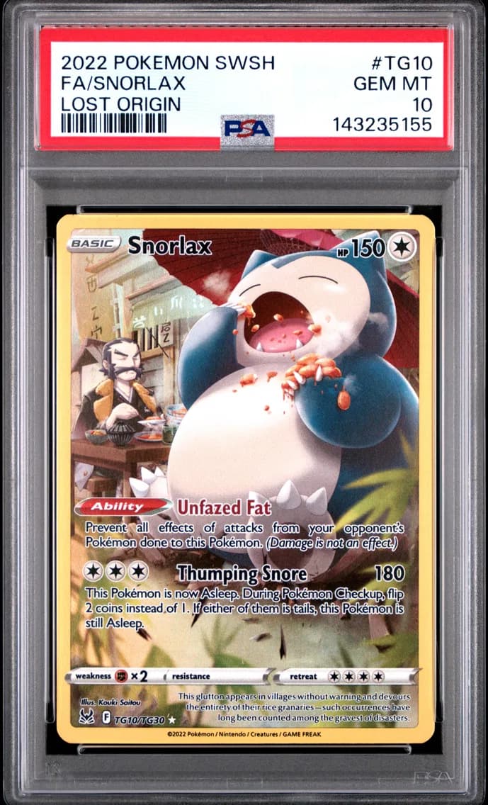 Snorlax, Sword & Shield Lost Origin, PSA 10