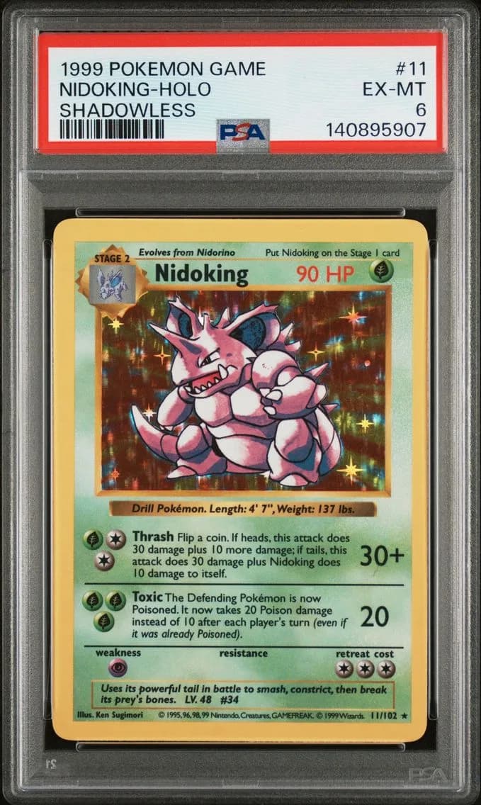 Nidoking-Holo Shadowless, Game, PSA 6