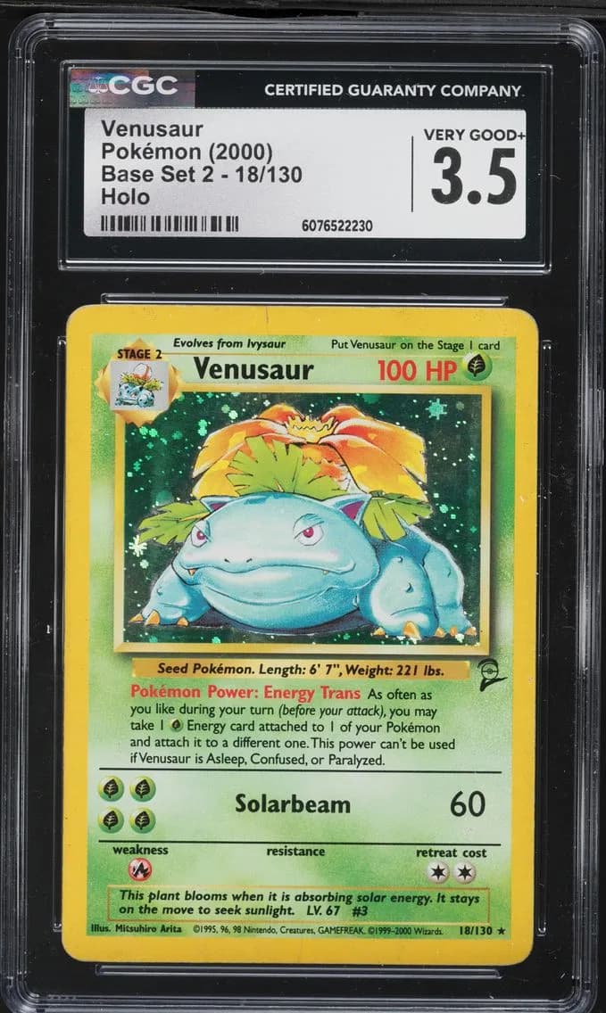 Venusaur-Holo, Base Set 2, CGC 3.5