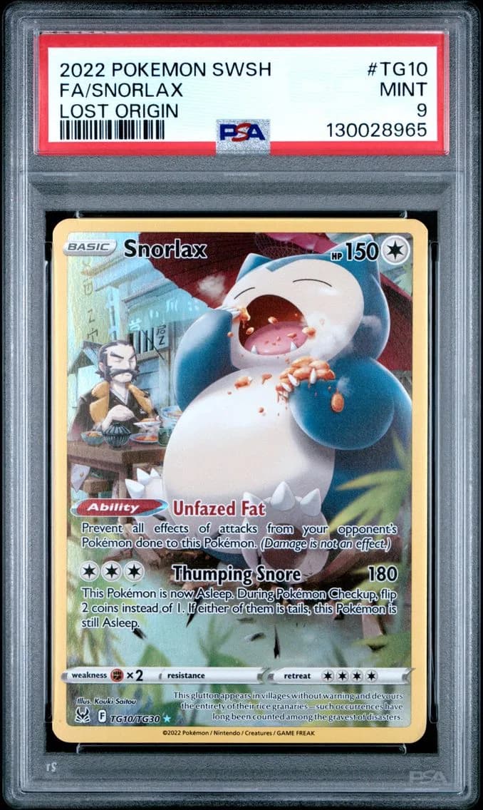 Snorlax, Sword & Shield Lost Origin, PSA 9