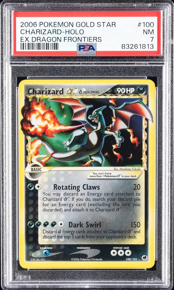 Charizard-Holo, EX Dragon Frontiers, PSA 7