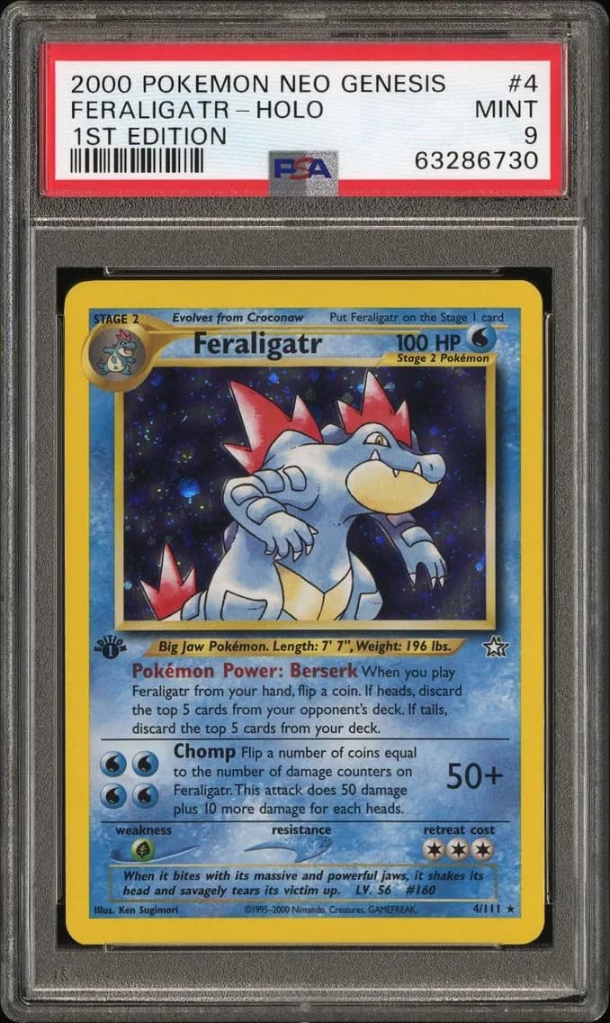 Feraligatr-Holo, Neo Genesis 1st Edition, PSA 9