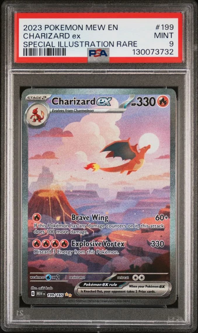 Charizard EX, 151, PSA 9