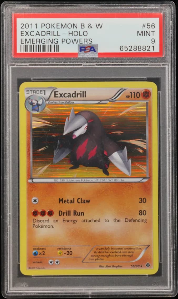 Excadrill-Holo, Black & White Emerging Powers, PSA 9