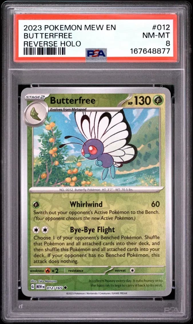 Butterfree Reverse Holo, 151, PSA 8