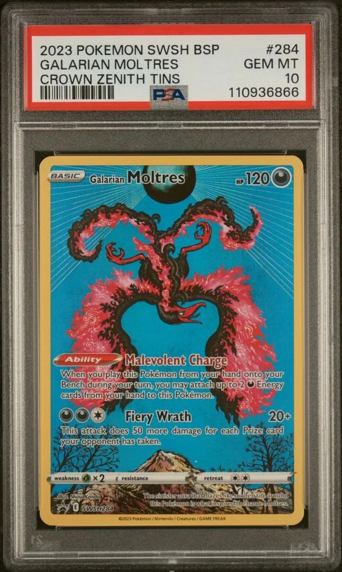 Galarian Moltres, Swsh Black Star Promo, PSA 10