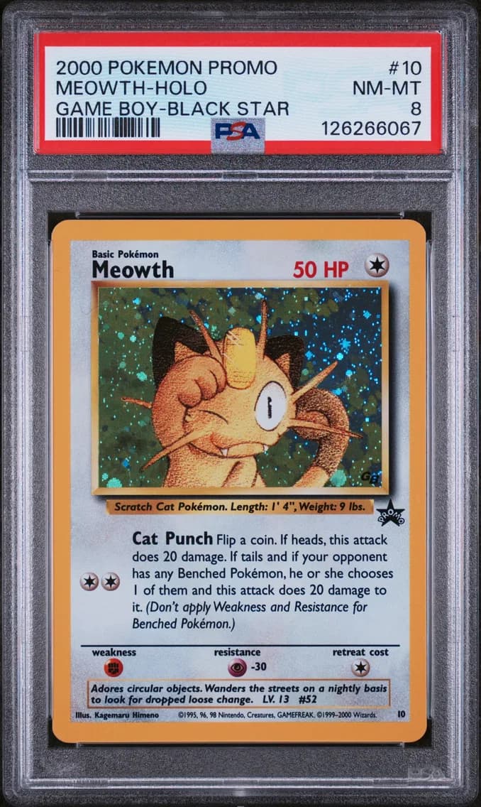 Meowth-Holo, Promo Black Star, PSA 8