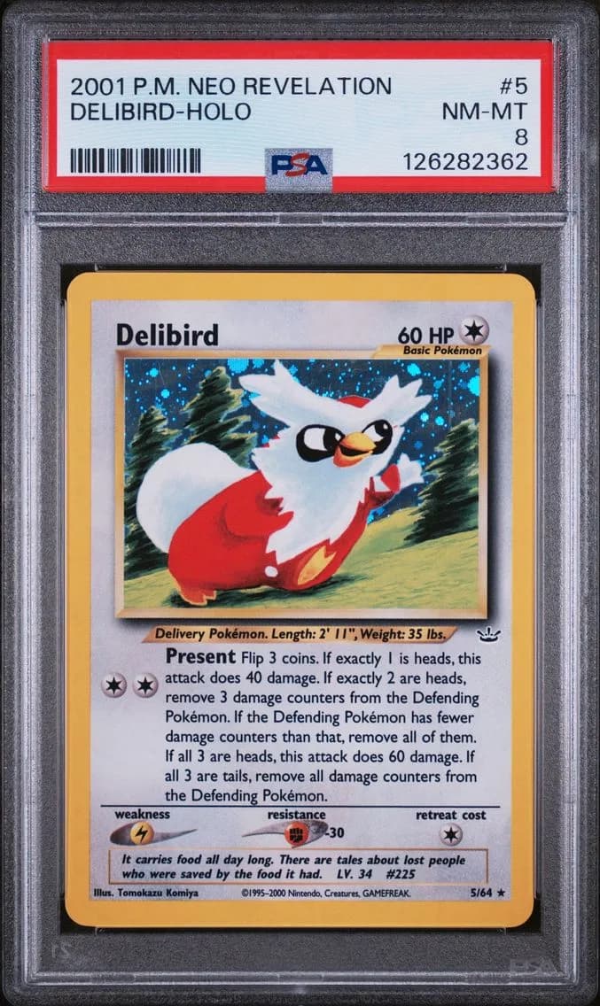 Delibird-Holo, Neo Revelation, PSA 8