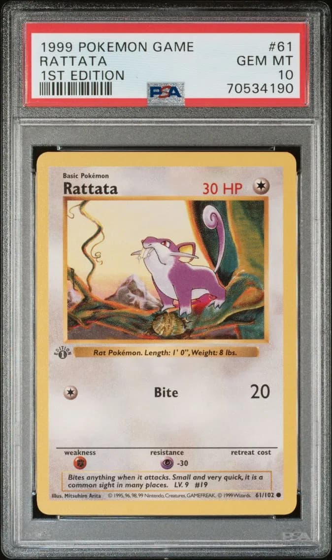 Rattata 1st Edition, Game, PSA 10