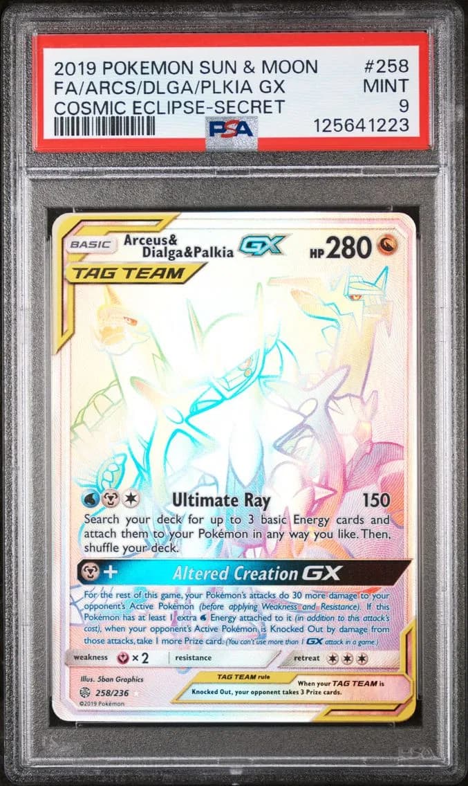 Arceus & Dialga & Palkia GX, Sun & Moon Cosmic Eclipse, PSA 9