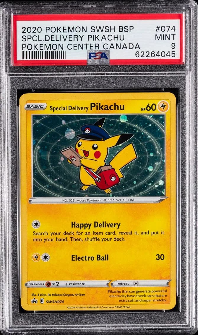 Special Delivery Pikachu-Holo, Swsh Black Star Promo, PSA 9