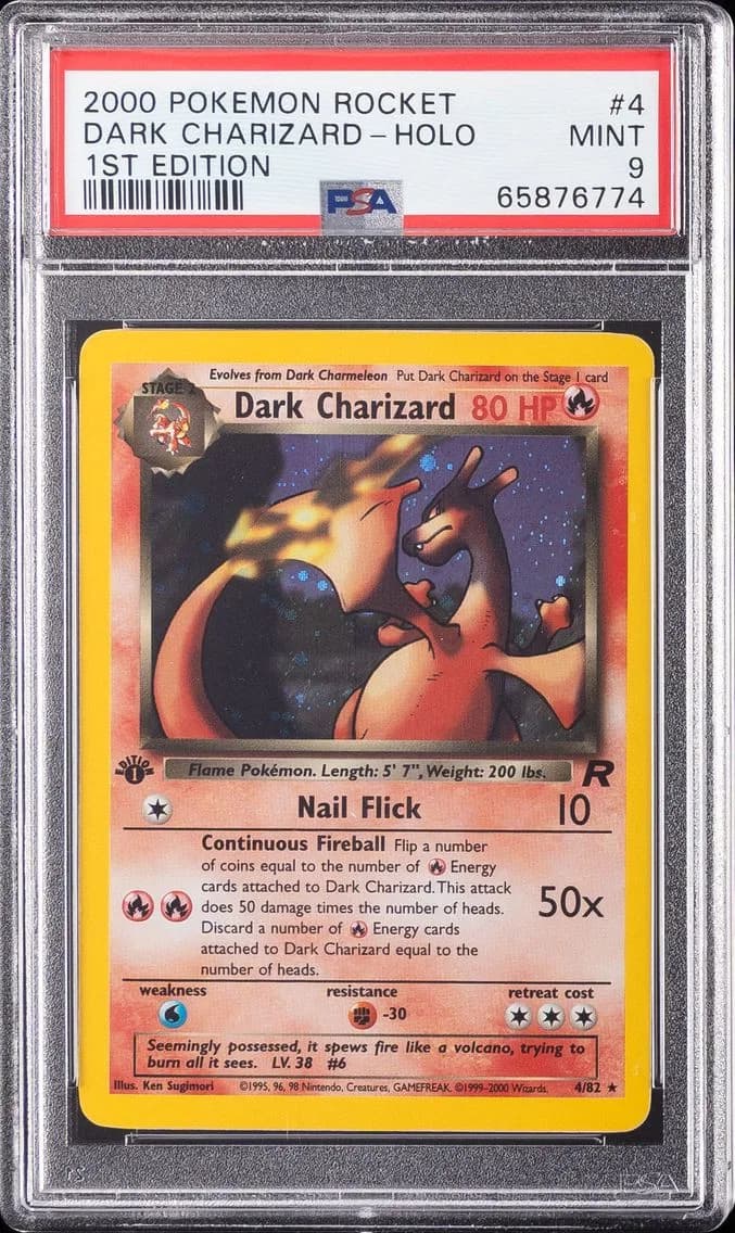 Dark Charizard-Holo 1st Edition, Rocket, PSA 9