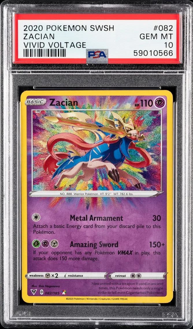 Zacian, Sword & Shield Vivid Voltage, PSA 10