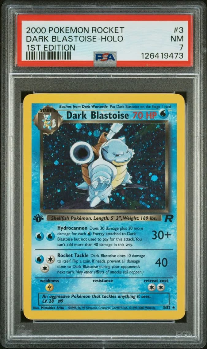 Dark Blastoise-Holo 1st Edition, Rocket, PSA 7