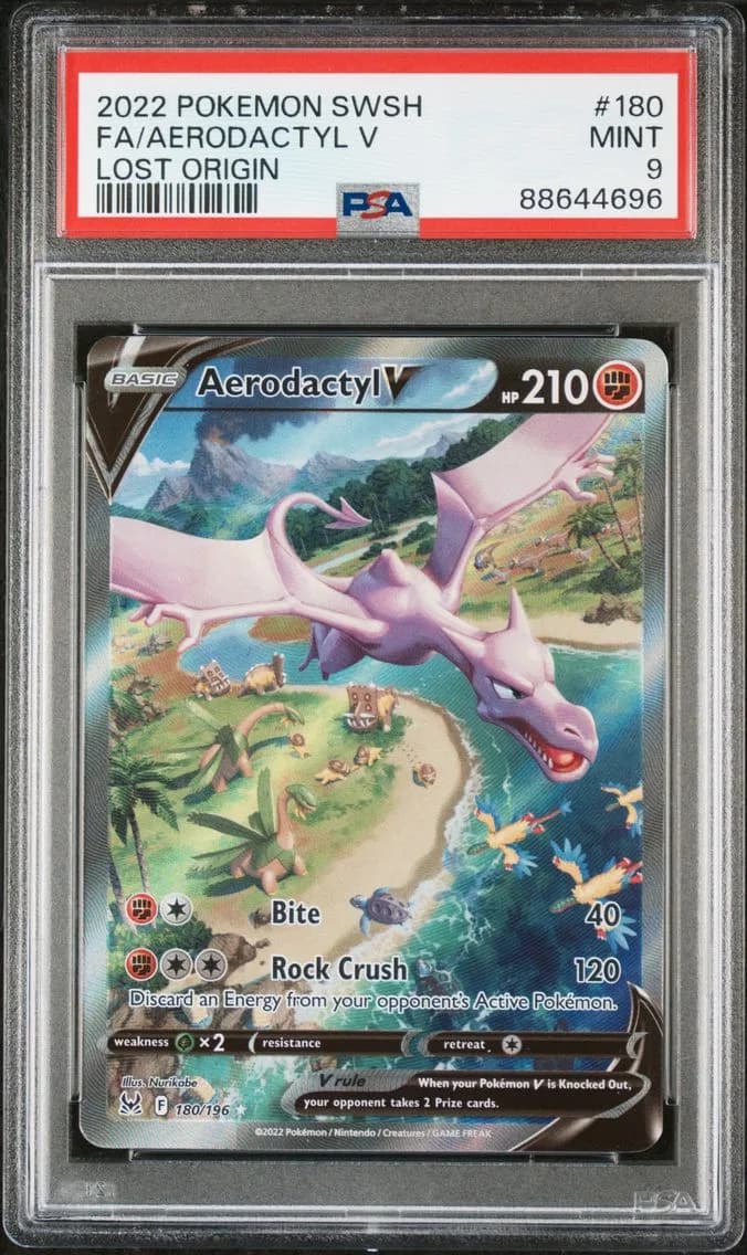 Aerodactyl V, Sword & Shield Lost Origin, PSA 9