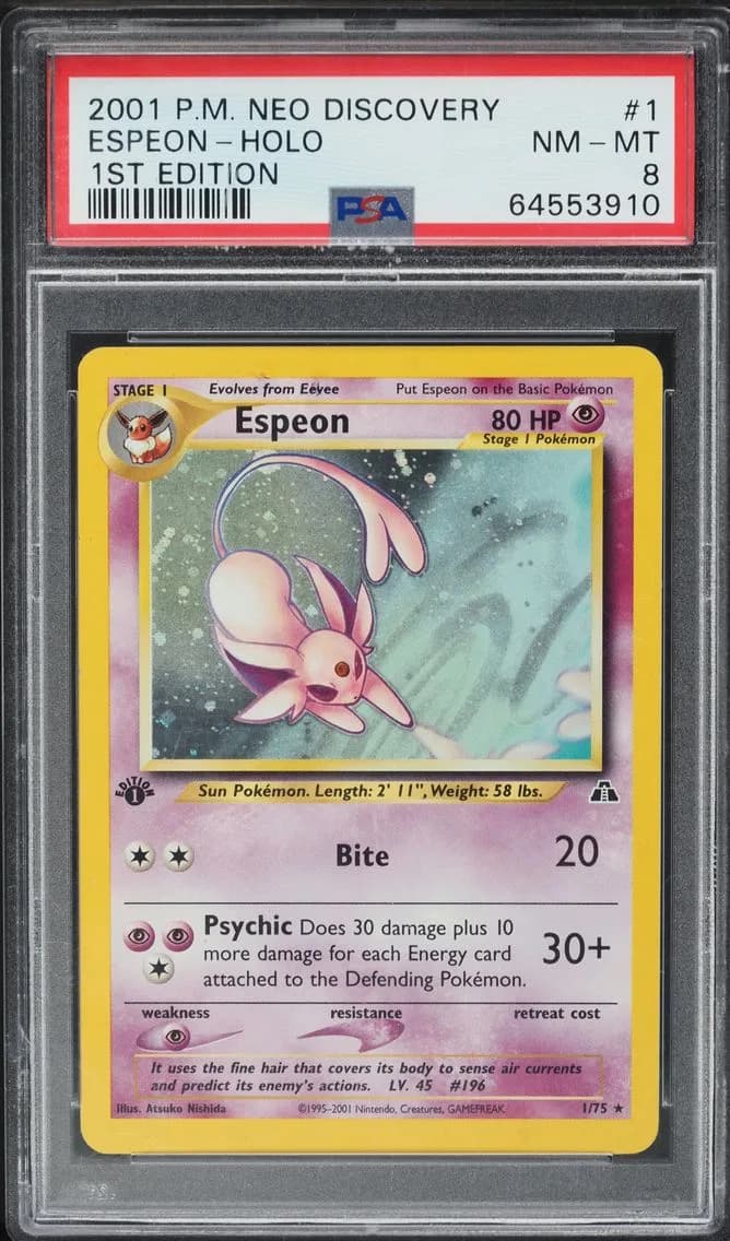 Espeon-Holo, Neo Discovery, PSA 8