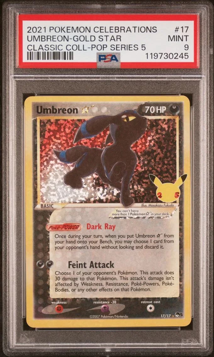 Umbreon-Gold Star, Celebrations Classic Collection, PSA 9