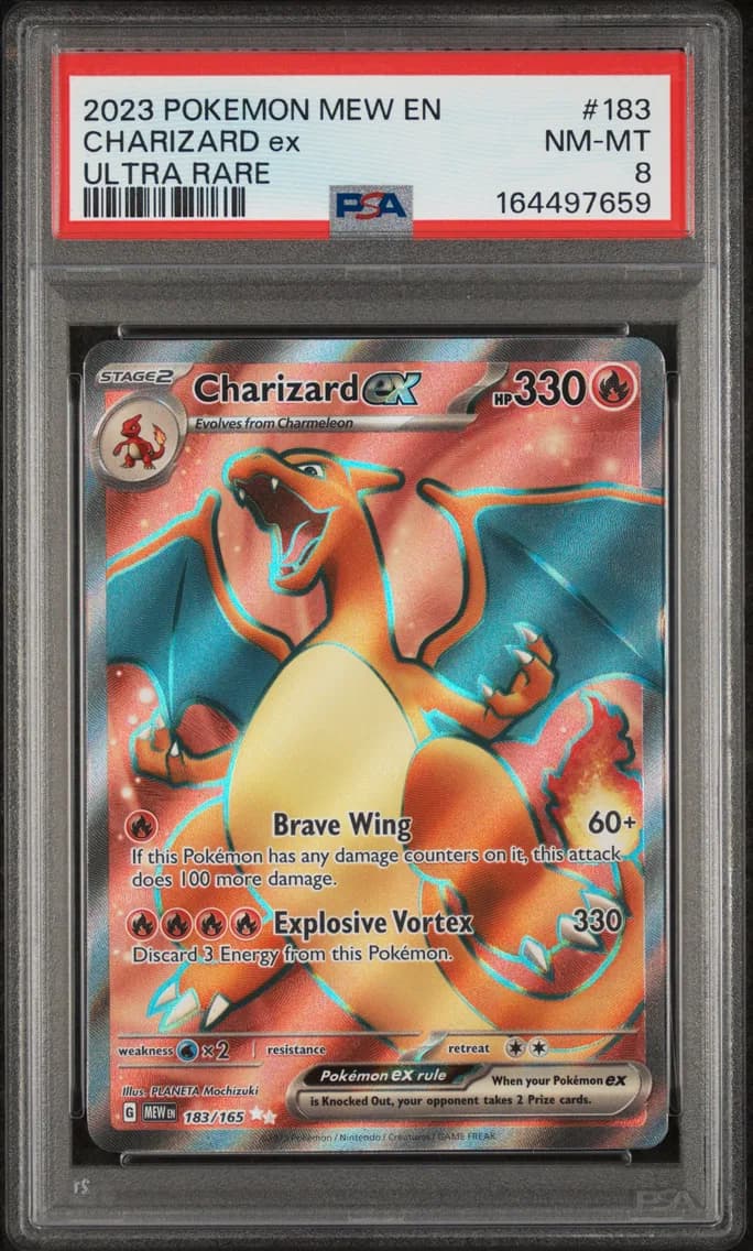 Charizard EX, 151, PSA 8