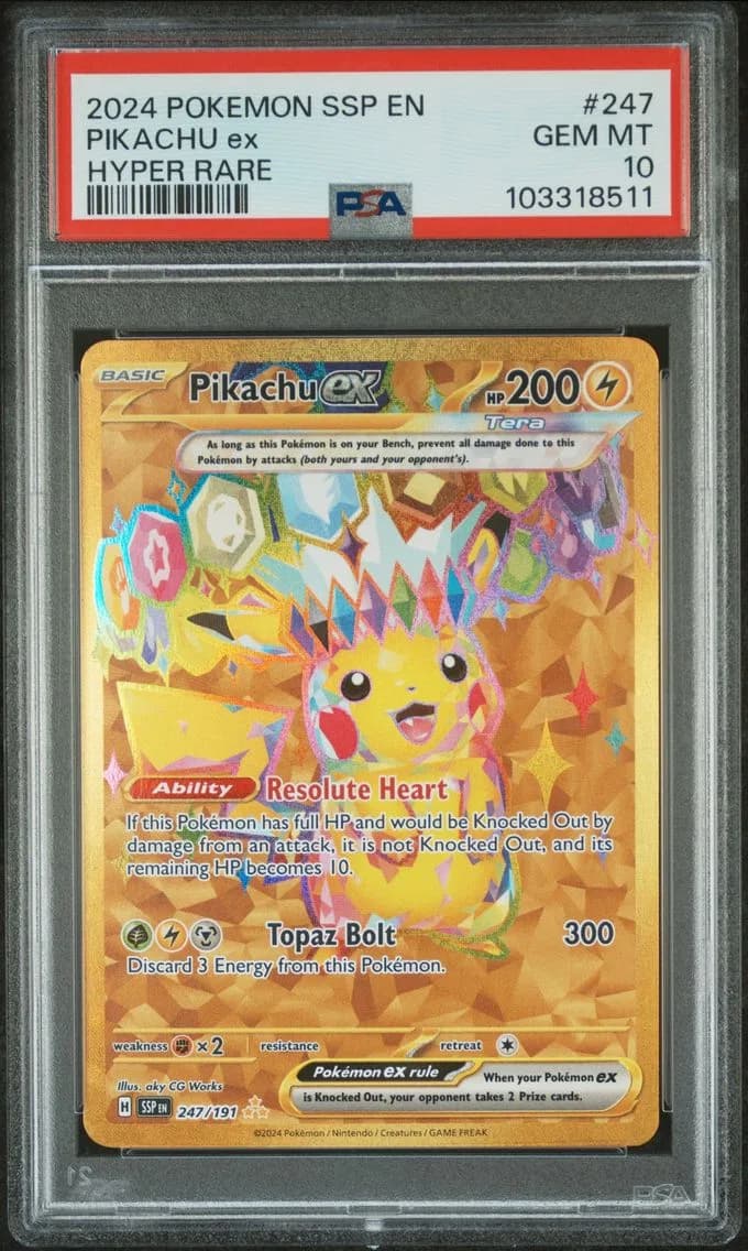 Pikachu EX, Surging Sparks, PSA 10