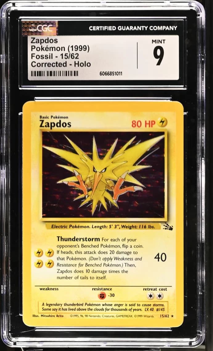 Zapdos, Fossil - Unlimited, CGC 9