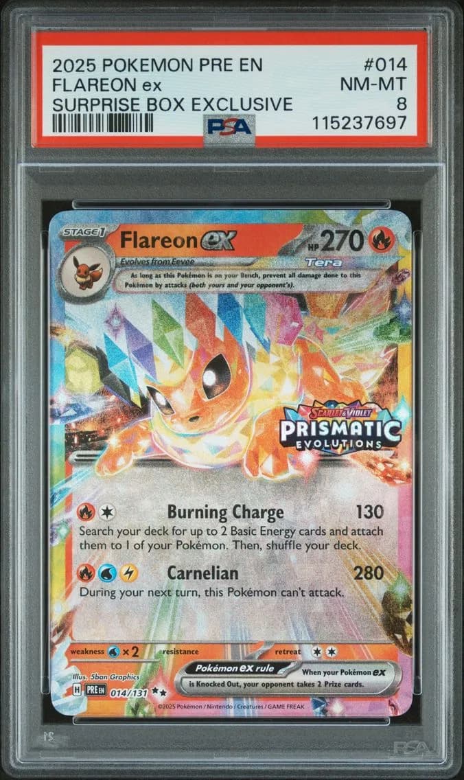Flareon EX, Prismatic Evolutions, PSA 8