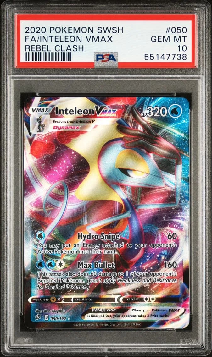 Inteleon VMAX, Sword & Shield Rebel Clash, PSA 10