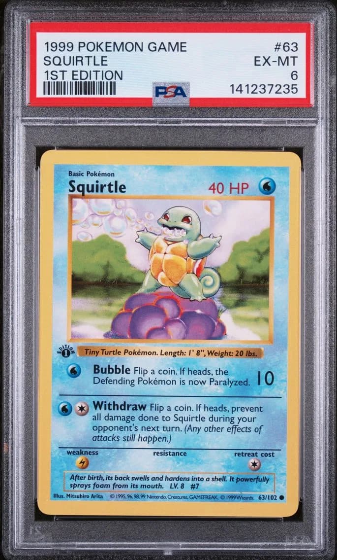 Squirtle 1st Edition, Game, PSA 6