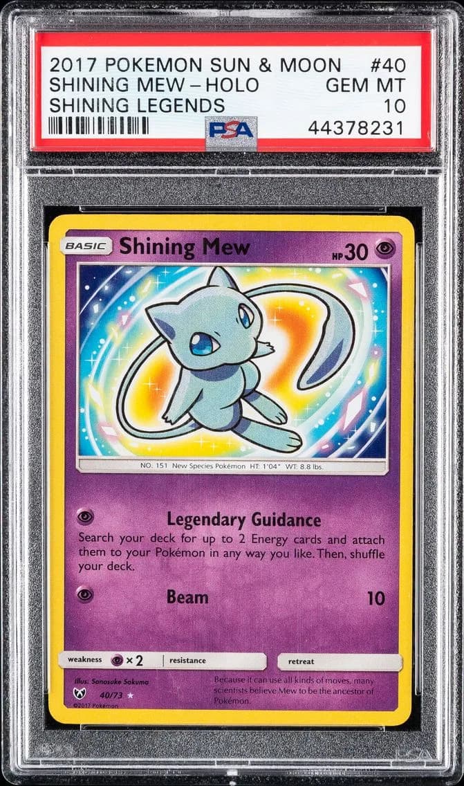 Shining Mew-Holo, Sun & Moon Shining Legends, PSA 10