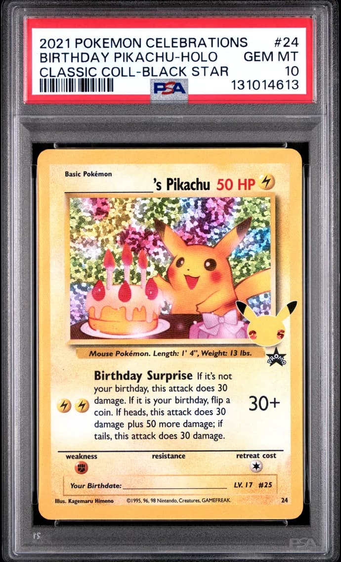Birthday Pikachu-Holo, Celebrations Classic Collection, PSA 10