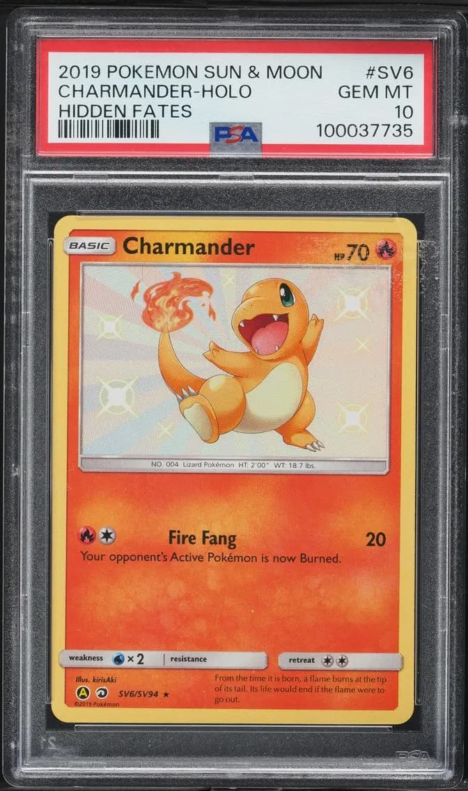 Charmander-Holo, Sun & Moon Hidden Fates, PSA 10
