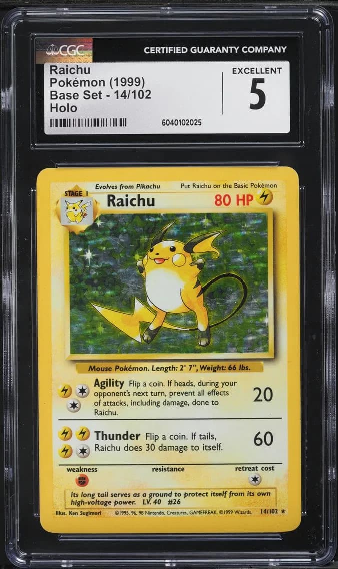 Base Set Holo Raichu, Base Set - Unlimited, CGC 5
