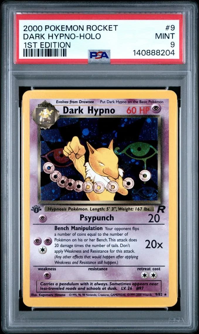 Dark Hypno-Holo 1st Edition, Rocket, PSA 9