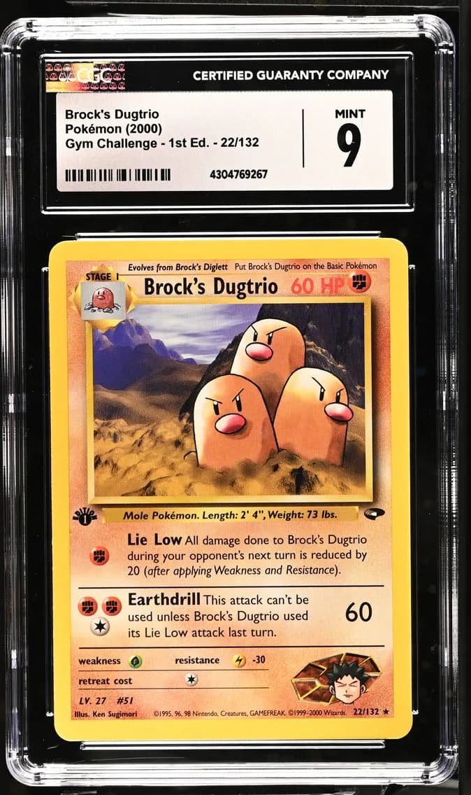 Brock's Dugtrio, Gym Challenge - 1st Edition, CGC 9