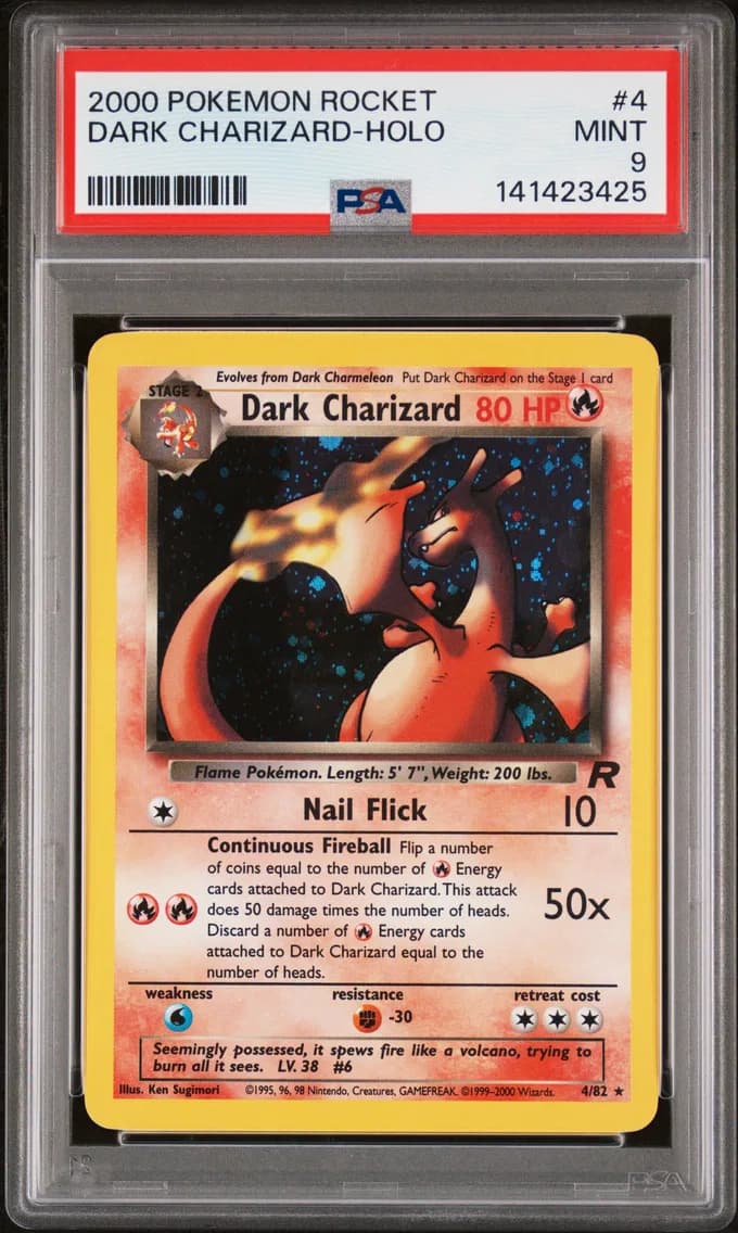 Dark Charizard-Holo, Rocket, PSA 9
