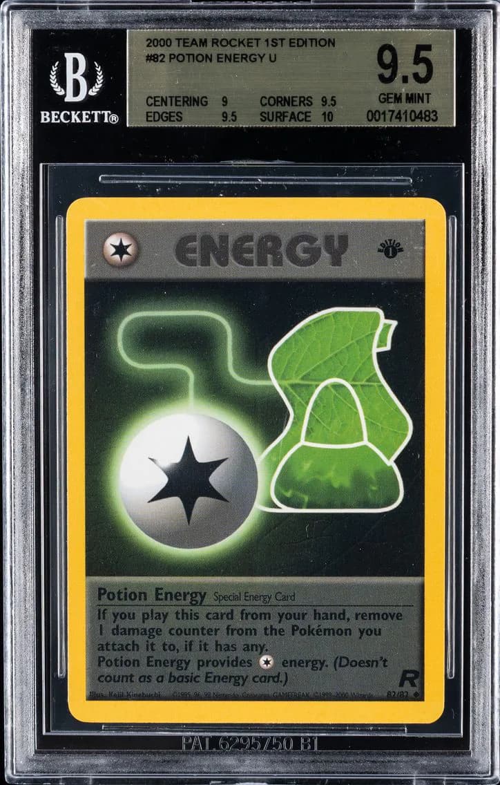 Potion Energy 1st Edition, Team Rocket 1st Edition, BGS 9.5