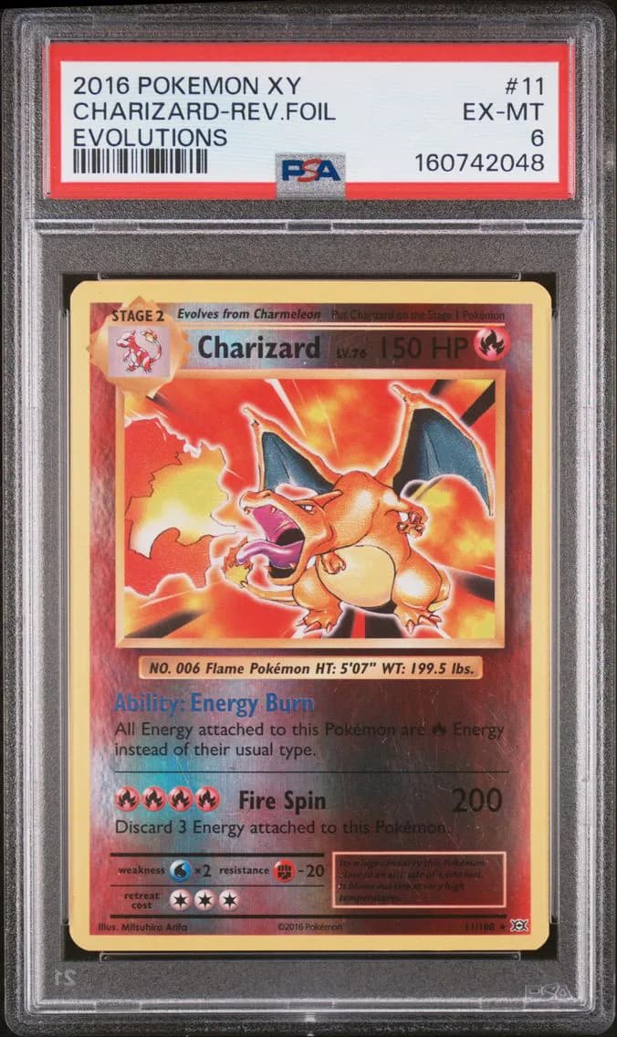 Charizard-Reverse Foil, XY Evolutions, PSA 6