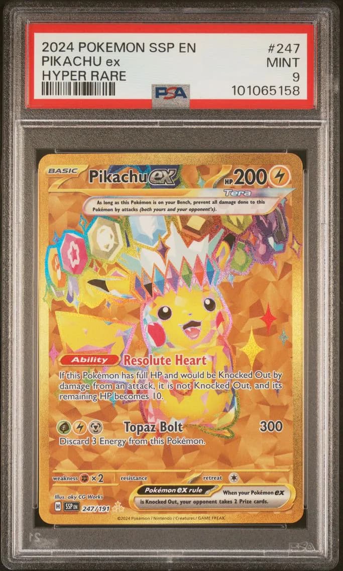 Pikachu EX, Surging Sparks, PSA 9