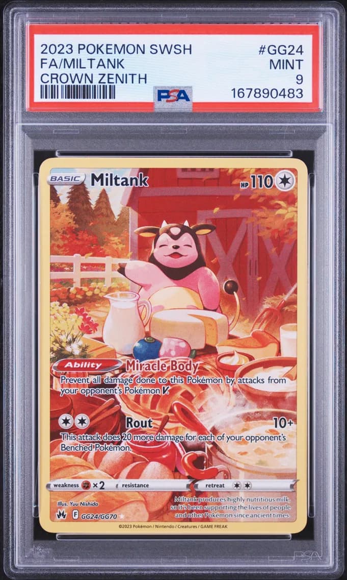 Miltank, Sword and Shield Crown Zenith, PSA 9