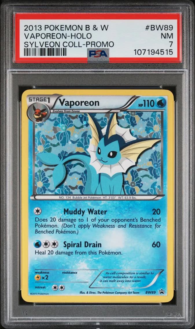 Vaporeon-Holo, Black & White Promo, PSA 7