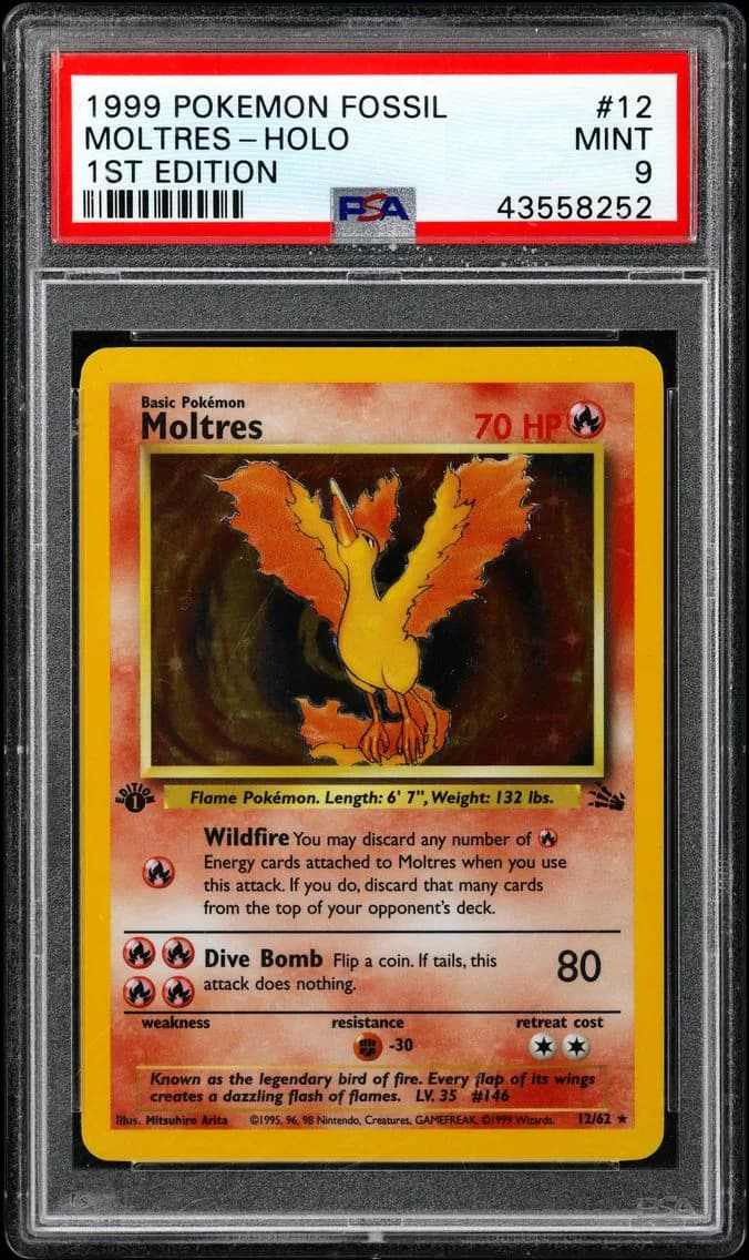 Moltres-Holo 1st Edition, Fossil, PSA 9