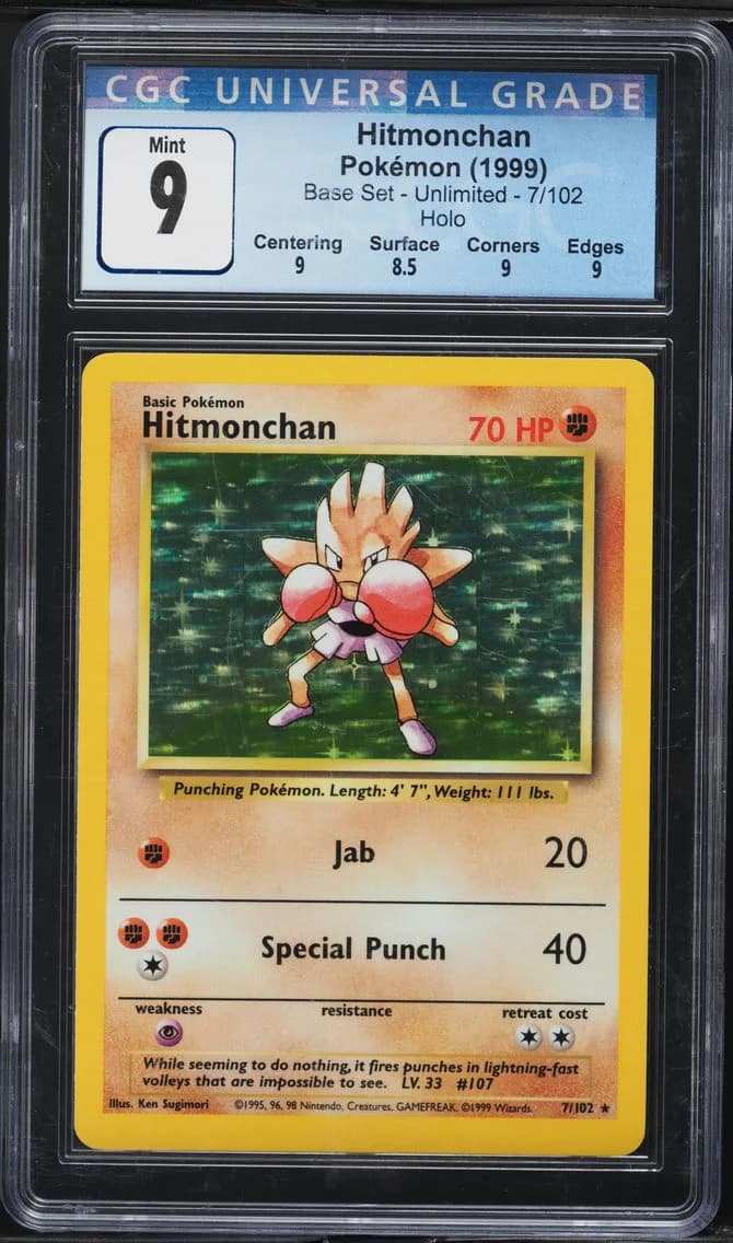 Hitmonchan-Holo, Base Set - Unlimited, CGC 9