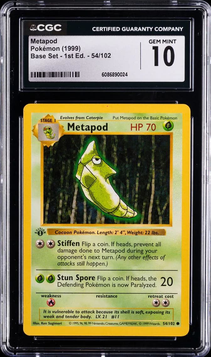 Metapod 1st Edition, Base Set - 1st Edition, CGC 10