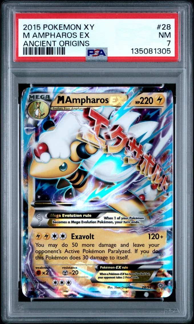 M Ampharos EX, XY Ancient Origins, PSA 7