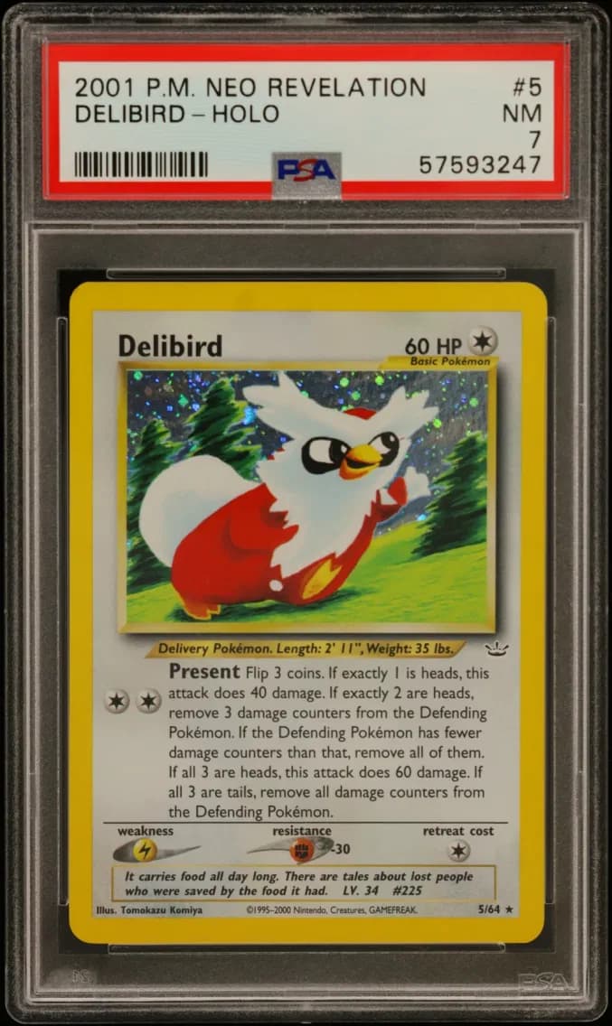 Delibird-Holo, Neo Revelation, PSA 7