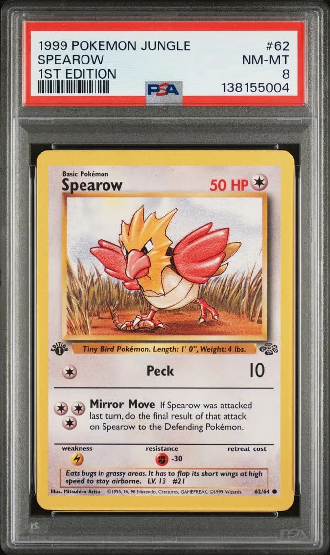 Spearow 1st Edition, Jungle, PSA 8